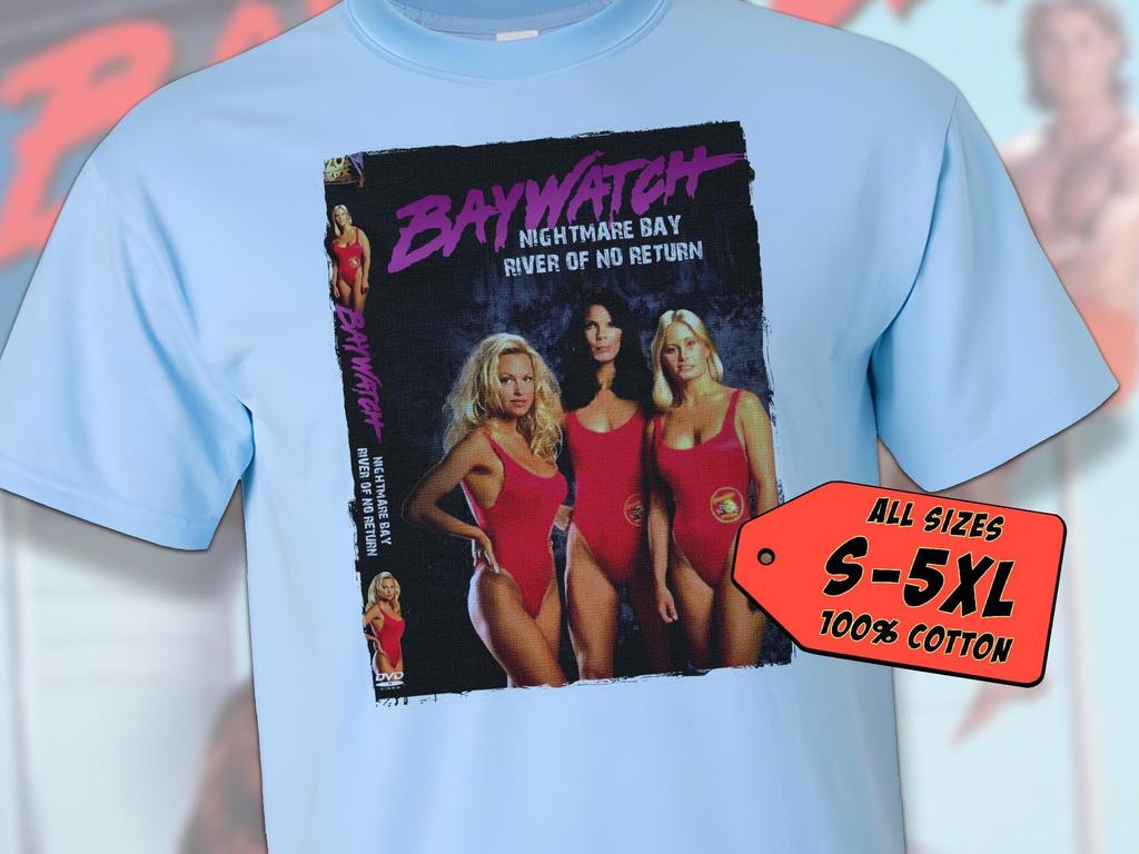 Bay Watch V1 T Shirt movie poster print Sky Blue Color shirt 100% cotton all sizes S to 5XL