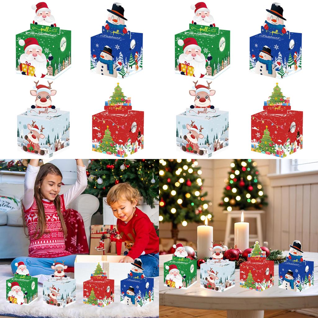 Santa Christmas Themed Claus Snowman Pattern Money Storage Box Party Props Decor