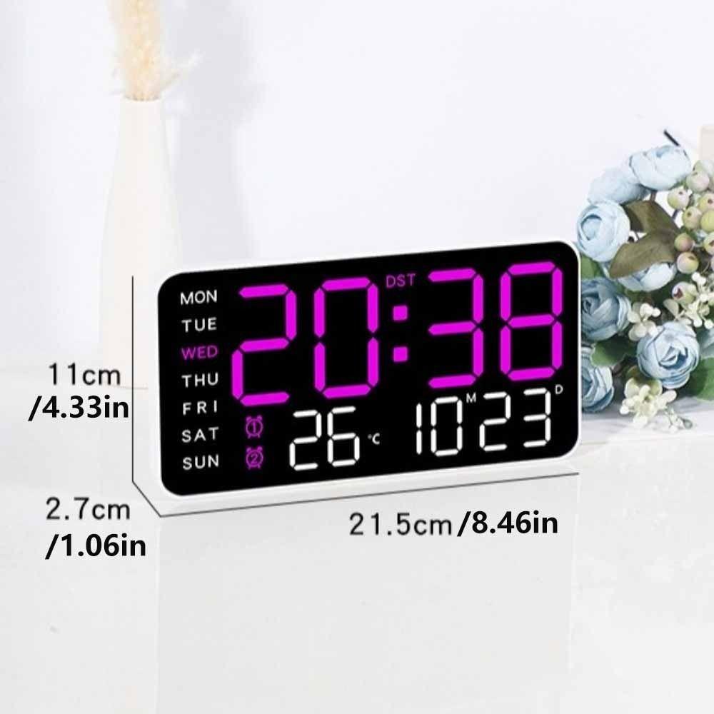 Цифровые настенные часы с голосовым управлением, большой дисплей, отображение недели и даты, светодиодный будильник, функция летнего времени, регулировка яркости
