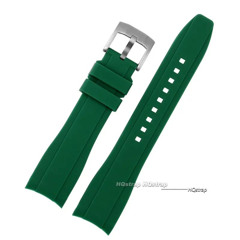 Изогнутый силиконовый ремешок из каучука для браслета часов Citizen для Swatch Мягкий водонепроницаемый ремешок для Rolex 20 мм 22 мм Браслет