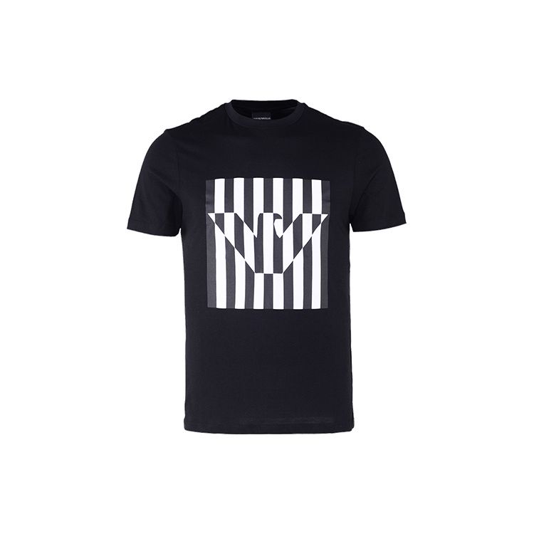 Emporio Armani Мужская футболка с коротким рукавом и логотипом орла в полоску Черный 3H1TB7-1J30Z-0999