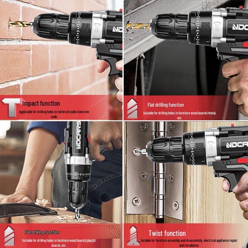 High-Power Two-Speed Lithium Electric Drill & Screwdriver with Impact Function