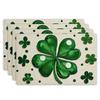 1 Набор Белая Точка Клевер Счастливый Ирландский Св. Подставка под тарелку на День Святого Патрика, Сезонная весенняя, 12 x 18 дюймов, 100% полиэстер, Только ручная стирка, Тканая