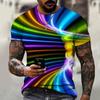 Fashion Summer New Optical Illusion Pattern Men's T-shirt Street Hip Hop Harajuku Round Neck Plus Size Short Sleeve