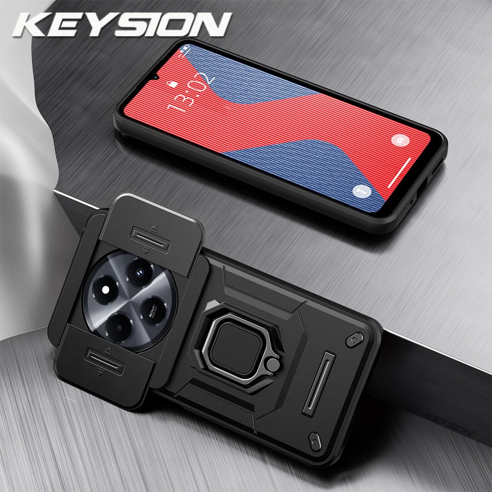 Case For Shockproof Armor Keysion Xiaomi Redmi 14c Siliconepc Slide Camera Lens Protection Ring Stand Phone Cover For Redmi 14c