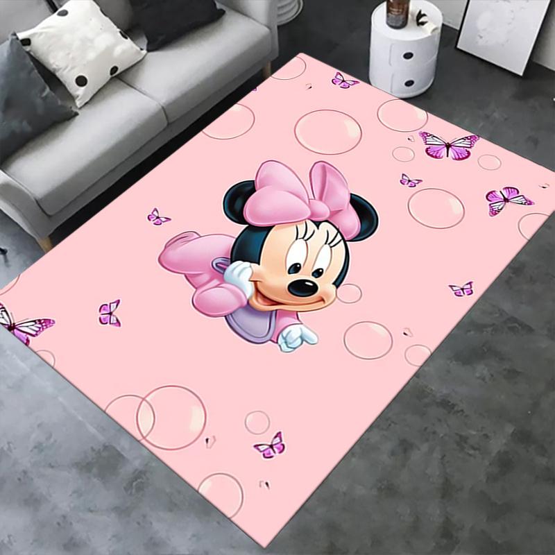 Office Rug Minnie Mouse, Butterflies theme 3D Printed Anti-Slip Rug-Machine Washable for Living Room