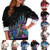 Women's Fashion Casual Long Sleeve Christmas Printed Round Neck Plus Velvet Thickened Sweatshirt