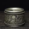 Old Chinese Tibet Silver Handcarved Dragon Phoenix Turn Ring Guangxu Mark