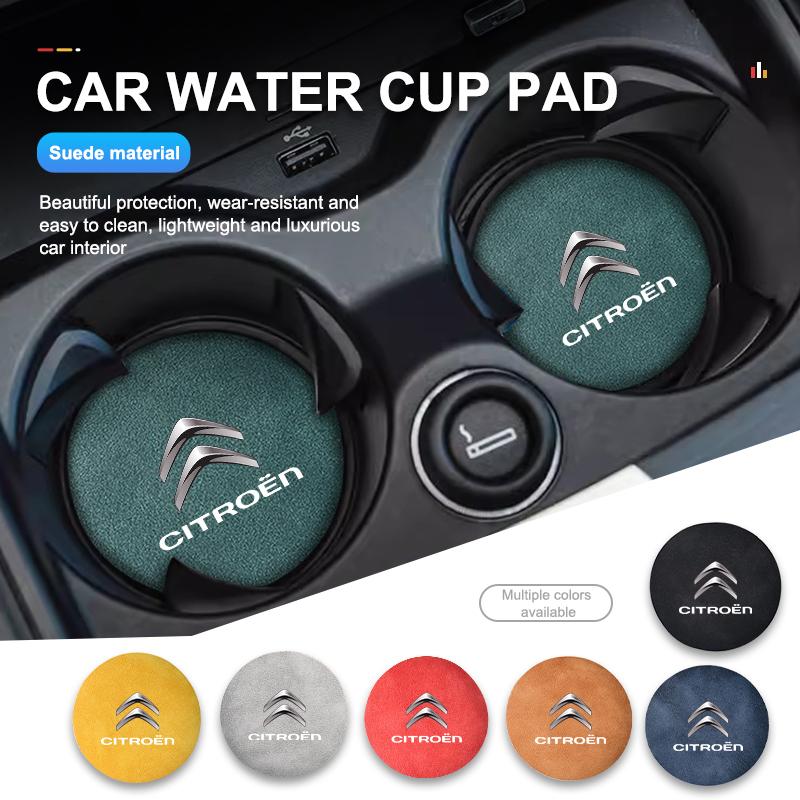 AEG3 Suede Car Coaster Anti-slip Water Cup Heat Insulation Mat Decor For Citroen Grand Berlingo Jumper Celysee Xsara Picasso Aircross