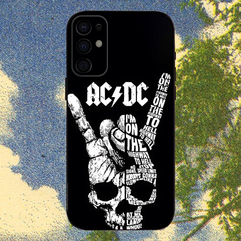 A-AC ROCK D-DC Band1 Phone Case For Samsung S25,S24,S21,S22,S23,S30,Ultra,S20,Plus,Fe,Lite,Note,10,9,5G Black Cover