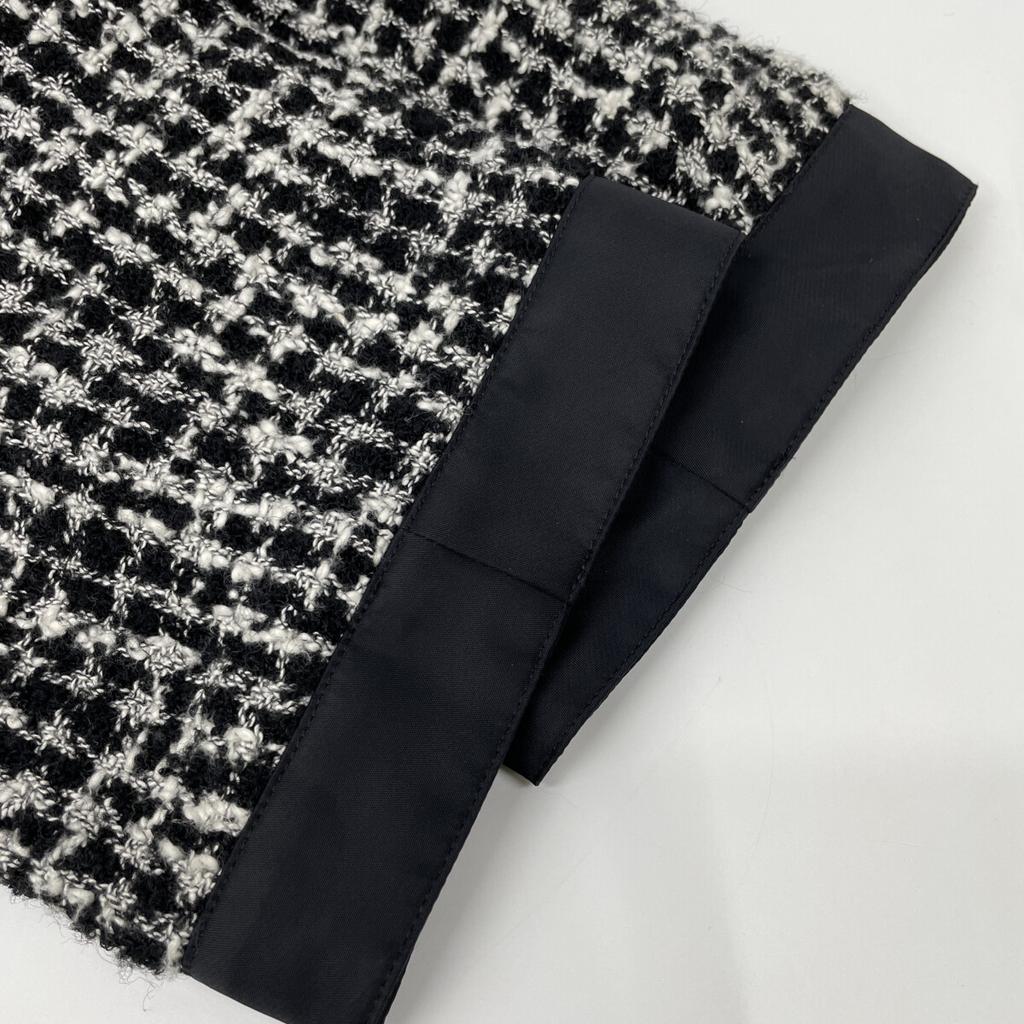 M's braque 2225702D Черно-белый твидовый жакет без воротника на молнии ML Черный Белый Б/у