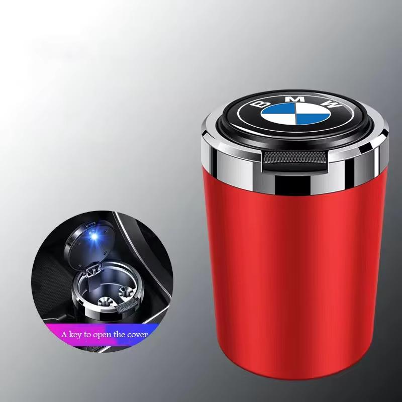 LJEEG1 2026 Car Sticker Car Ashtray Cigarette Butt Holder Container Accessories for BMW M X5 X1 X3 X2 X6 X7 X4 Portable One-Button Open
