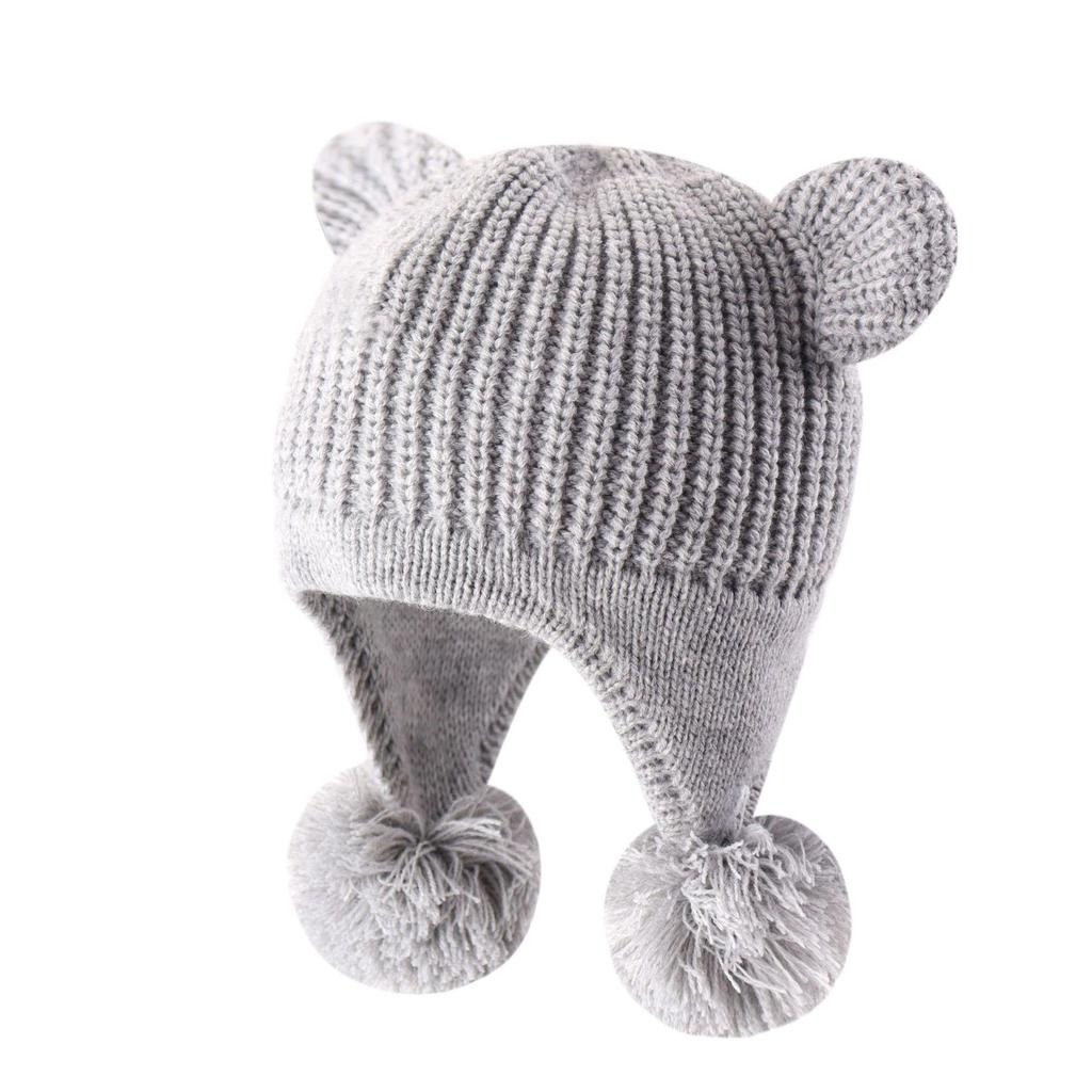 2023 Autumn Knitted Hat with Double Pom Pom Bear Ears - Cute, Cozy, and Windproof Ear Protection