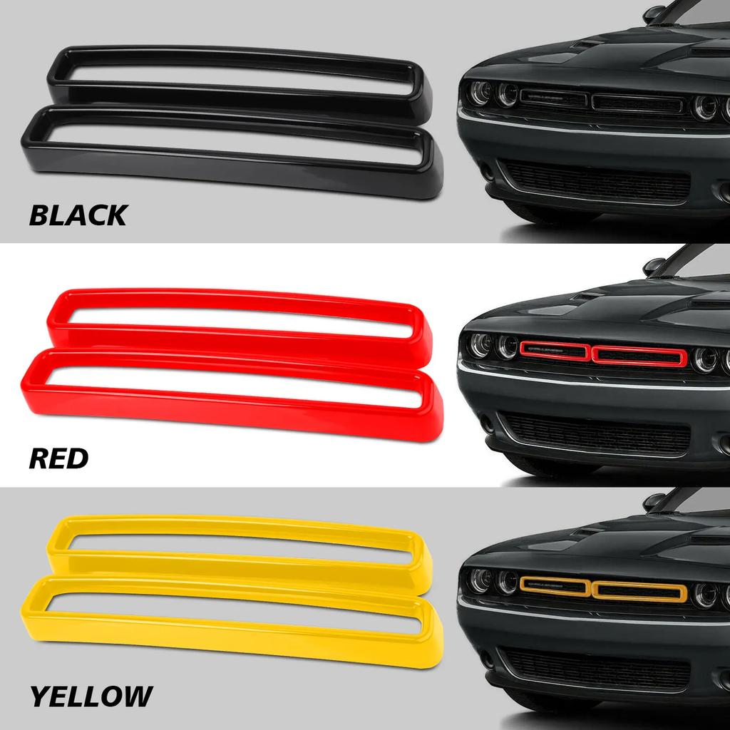 Для 2015-2026 Dodge Challenger Черные Красные Желтые Вставки Решетки Защитная Накладка 2 шт. Передняя Решетка