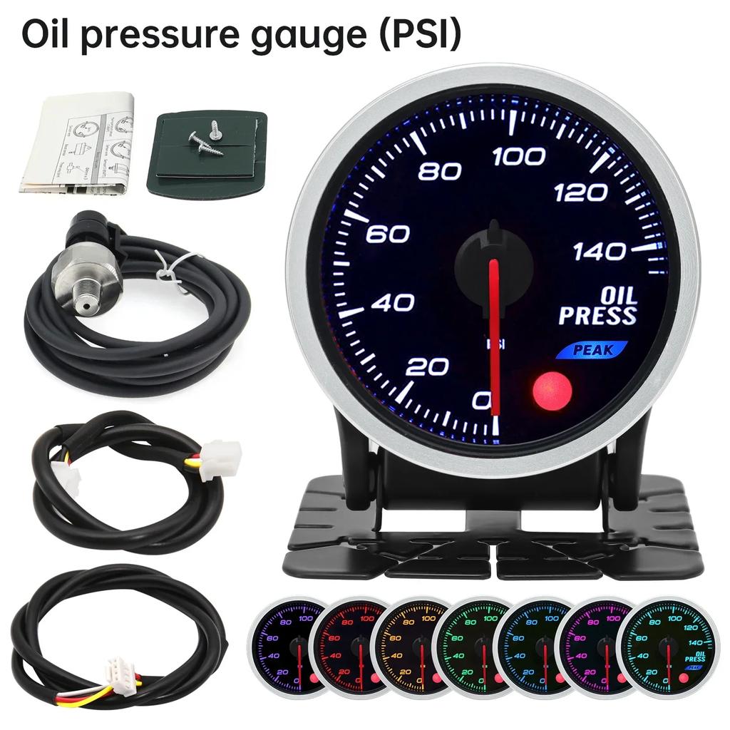 100% Car Accessories Auto Gauge 8 Color Voltmeter Oil Pressure Water Oil Temp EGT Exhaust Temp Turbo Boost Fuel Press Tachometer