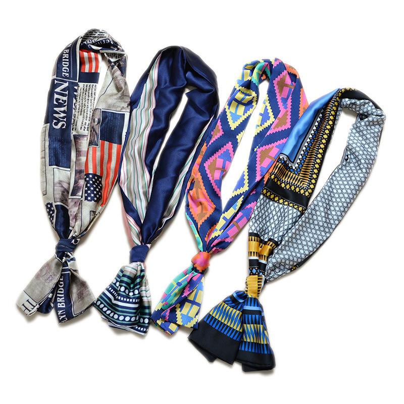 Versatile Small Silk Scarf, Autumn And Winter Ol Women'S Double-Layer Satin Surface Small Scarf, Long Scarf Versatile Scarf