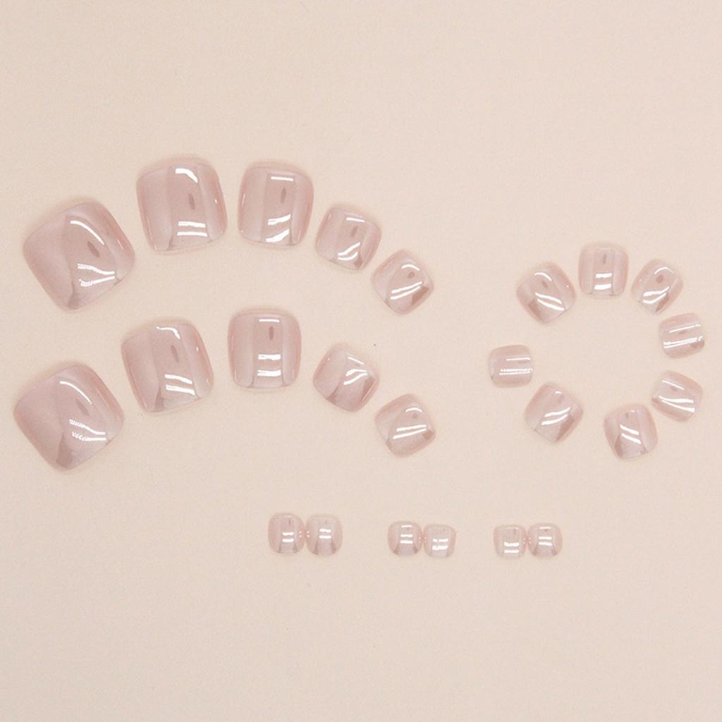 Nude Color Press-on Toenail Short Square Solid Color Minimalist Artificial Nail for Lady Beauty Nail Makeup