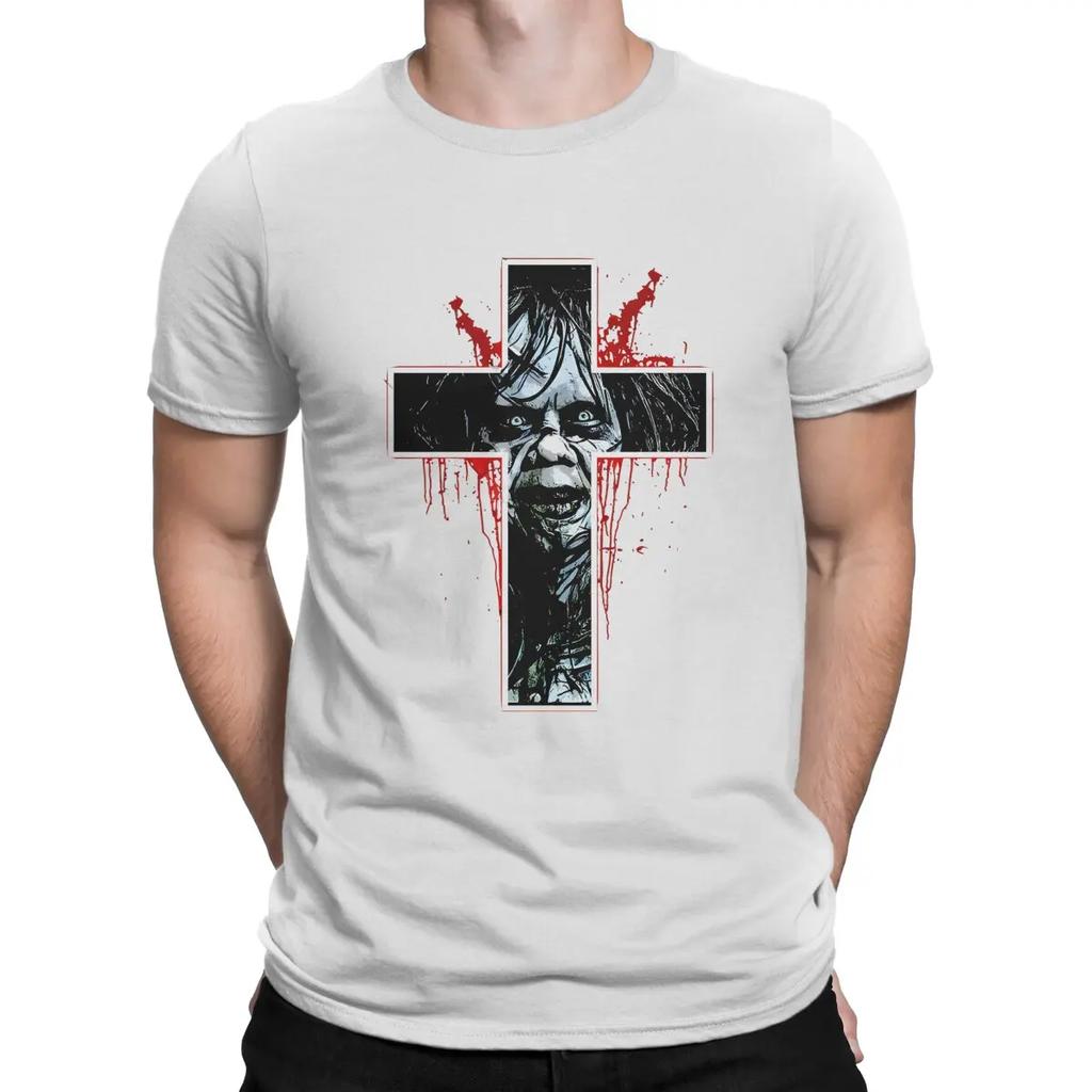 Fans Men's T Shirts T-The Exorcist Vintage Tee Shirt Short Sleeve Round Neck T-Shirts 100% Cotton Unique Clothing