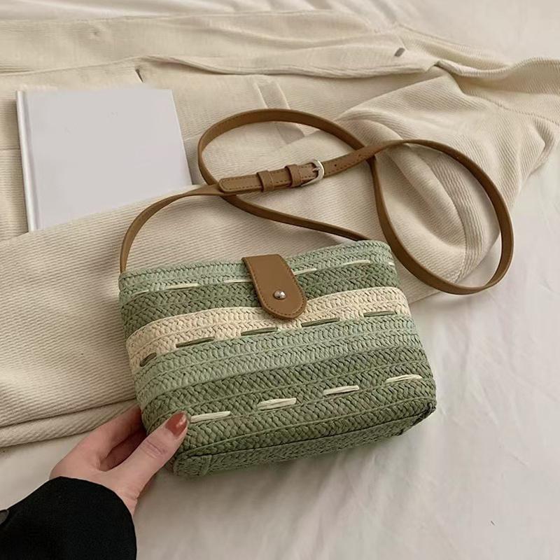 Yogodlns Летняя пляжная плетеная сумка через плечо, соломенная плетеная сумка через плечо, сумка из рафии, дорожная сумка-саквояж из ротанга ручной работы в стиле бохо