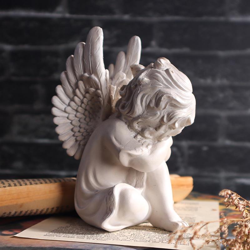 Angel Series Nordic Style Exquisite Resin Sculpture Craft Art Home Decor for Living Room, Bookshelf, and Entrance Decoration