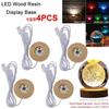 Деревянная подставка с LED-подсветкой, подставка для дисплея, украшение из хрустального стекла и смолы, USB-круглая деревянная ночная лампа, светодиодный деревянный держатель для лампы, домашний декор
