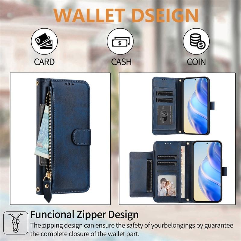 Чехол-книжка для Redmi Note 13R 13 14 Pro Plus 4G 5G кожаный чехол-кошелек с отделением для карт сумка на молнии