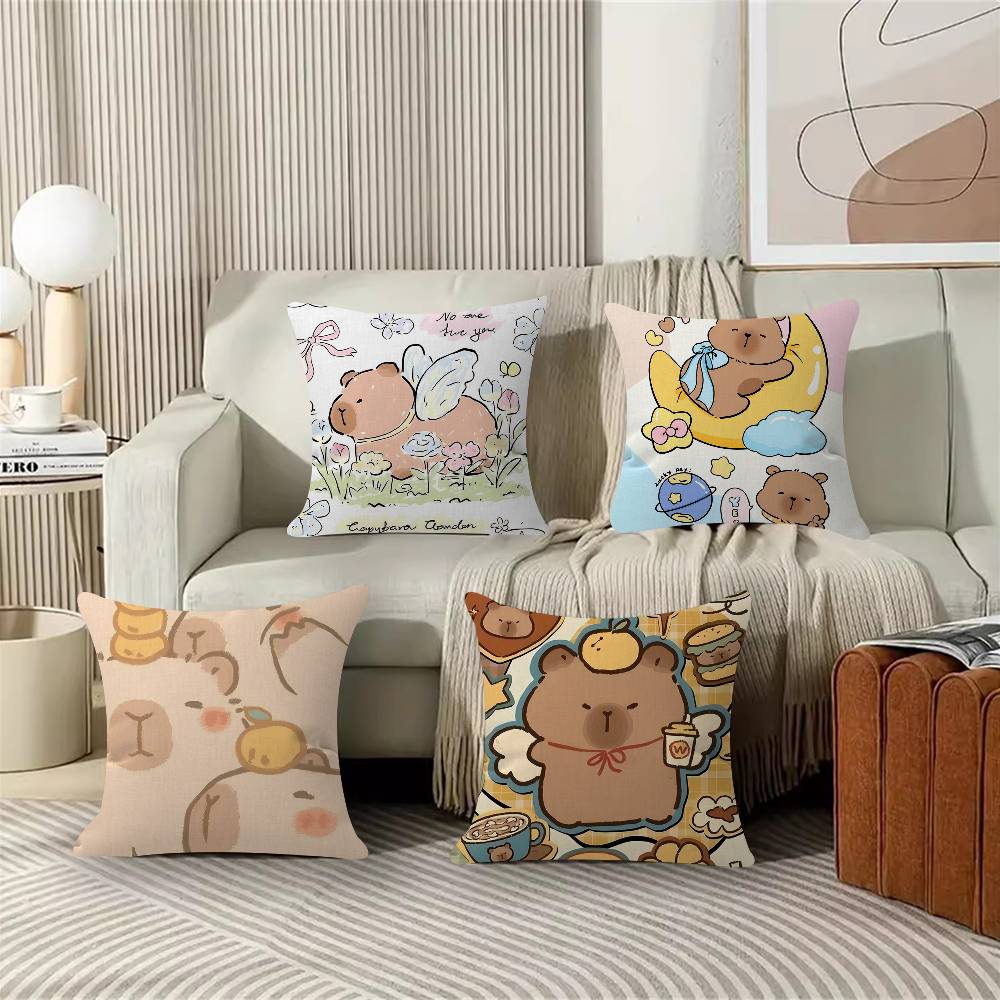 Cute Capybara Cushion Cover Pillowcase Upholstery Sofa Throw Pillow Home Decor Pillowcas