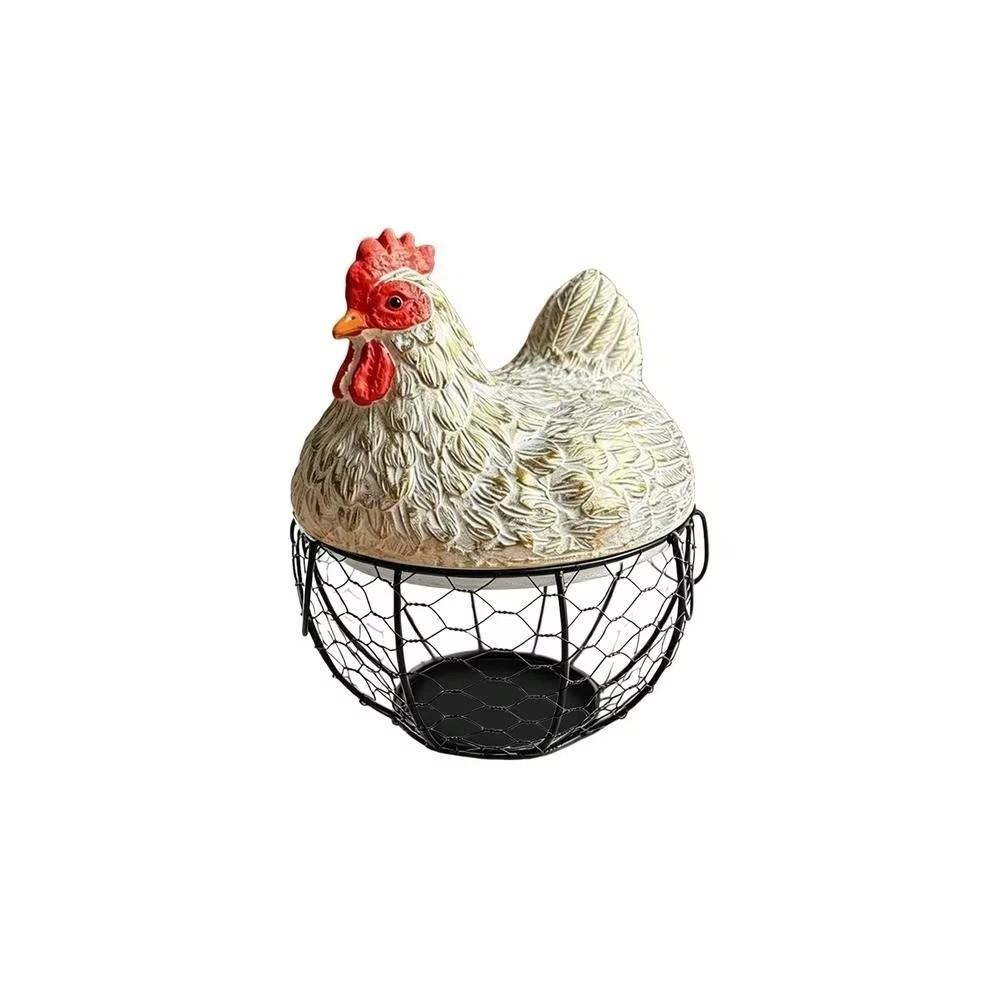 Organizer Container Chicken Design Egg Collecting Basket Resin Rustic Egg Organizer Cute Egg Storage Basket Living Room