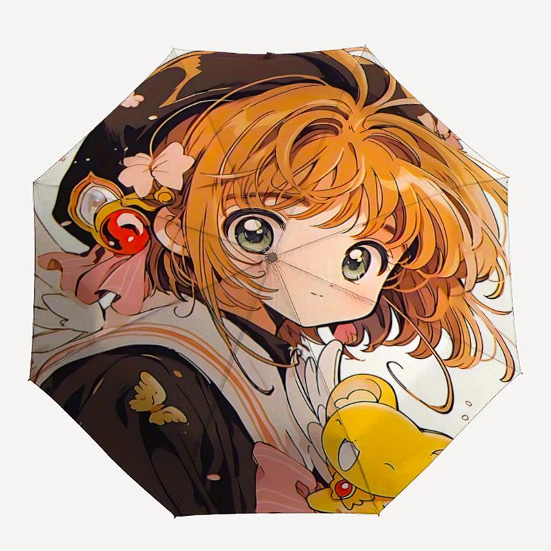 1 шт. Автоматический складной зонт Cardcaptor Sakura, 3-сложный, с железным каркасом для использования на улице - Идеальный подарок для фанатов, путешественников, для повседневного использования!C07