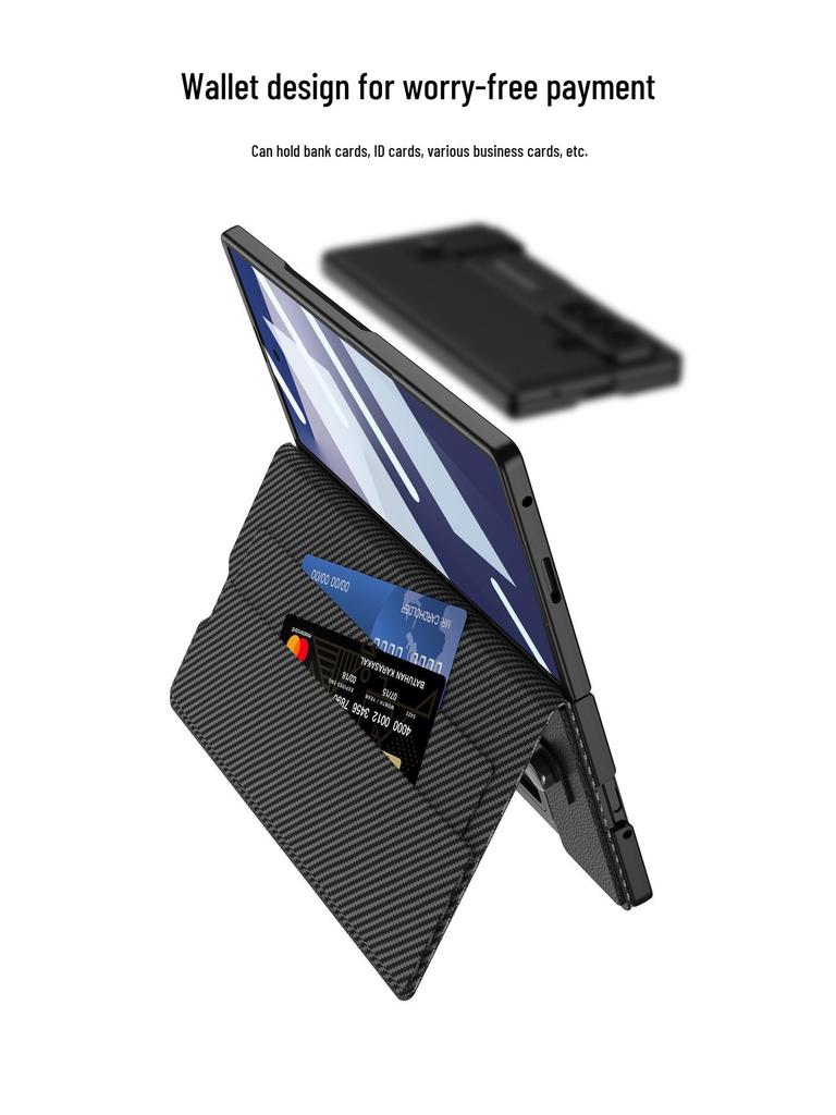 Кожаный чехол-бумажник Samsung Z Fold7 со слотом для карт и подставкой - Модный деловой дизайн