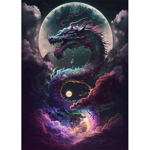 Fantasy Oriental Dragon In The Clouds Prints Poster Canvas Painting Modern Wall Art Pictures For Living Room Bedroom Home Decor
