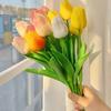 PU Tulip Simulation Flower - Decorative Plastic Bouquet for Living Room, Dining Table Ornaments, and Photo Props.