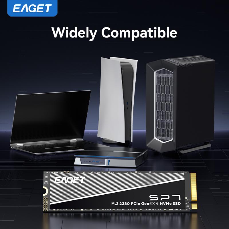 EAGET PCle Gen4x4 NVMe M.2280 SSD До 7400 МБ/с Высокоскоростной внутренний твердотельный накопитель для ПК, ноутбука и игр, сверхбыстрая передача данных