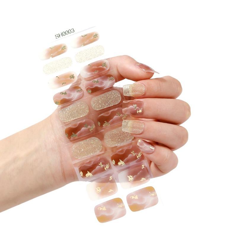 Gel Nail Sticker 20 Nail Semi-curing Lamp Nail Sticker Hardens Waterproof Full Sticker Fluorescent