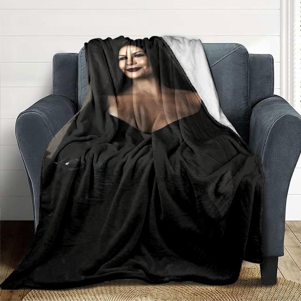 1pc Flannel Blanket, Elegant,Mysterious,Wednesday Pattern Printed Blanket, Sofa Bed Sofa Car Office Camping Travel Warm And Comfortable Soft