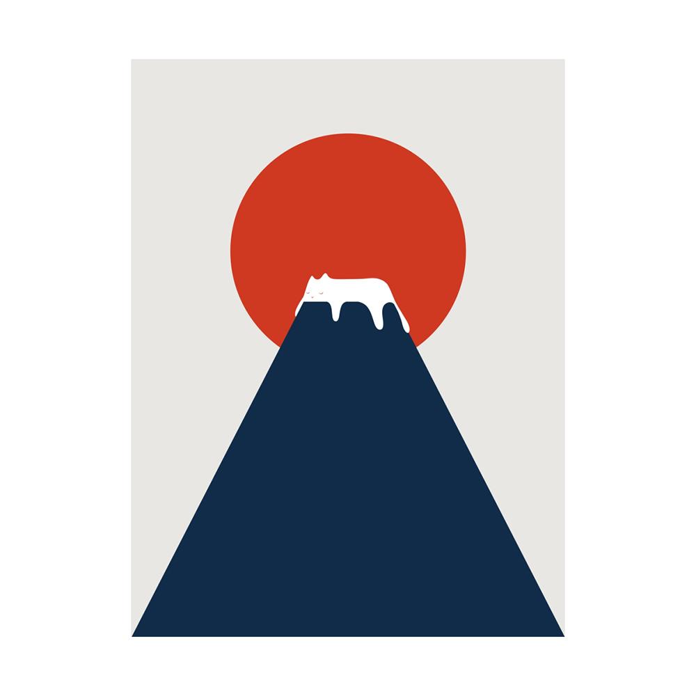 Abstract Animal Cat Landscape Wall Art Poster And Print Big Wave Canvas Painting Mountain Sun Picture For Living Room Home Decor No Frame