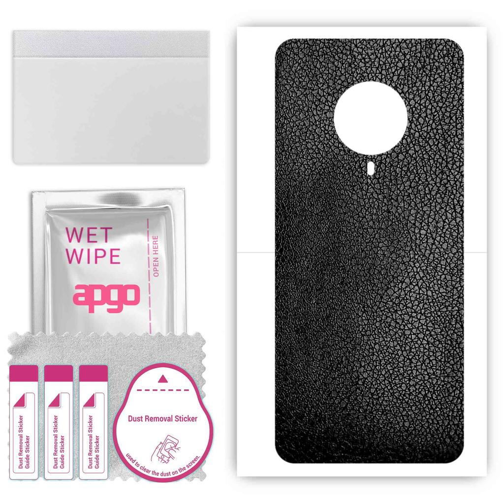 apgo Protective Skin Sticker for the Back Compatible with Vivo S6 5G, Wrap Film, Foil, Vinyl - Pattern Black Leather