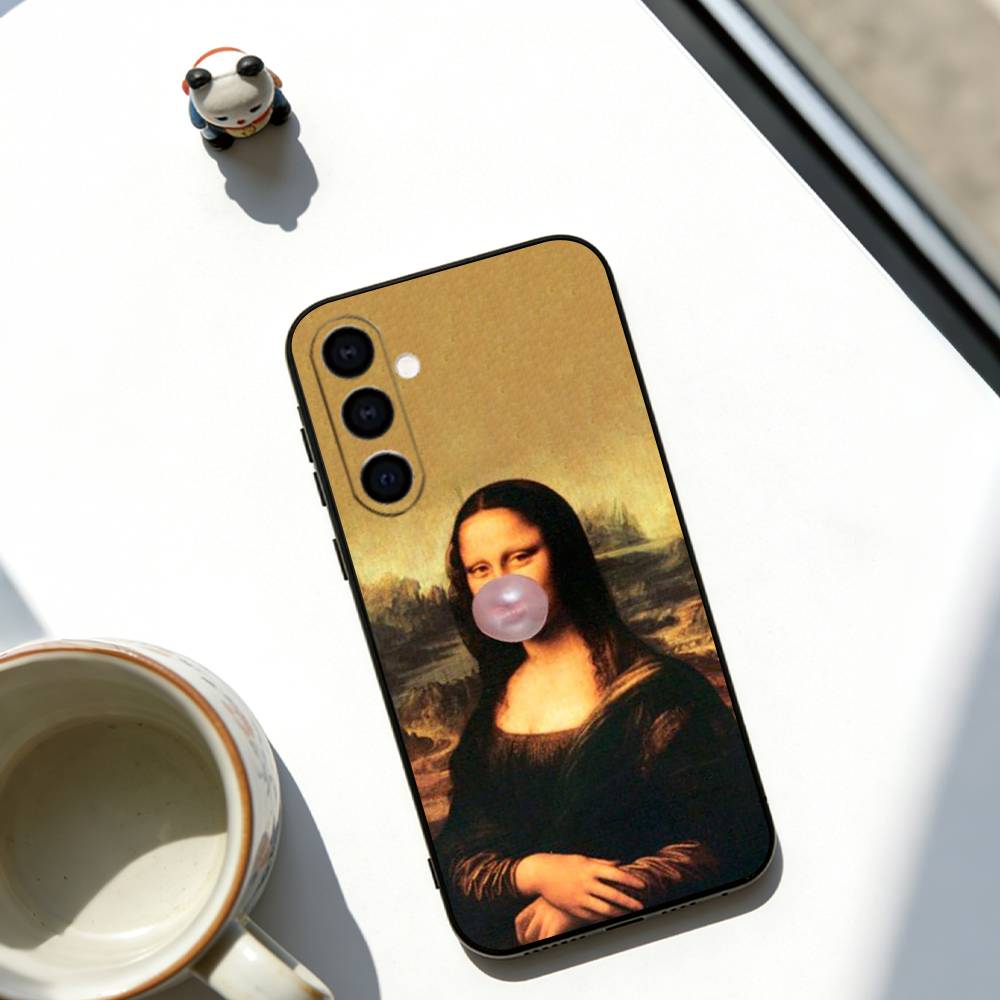 Humorous M-Mona L-Lisa Art Phone Case For Samsung Galaxy A73,A72,A71,A70,A53,A52,A51,Soft Black Cover