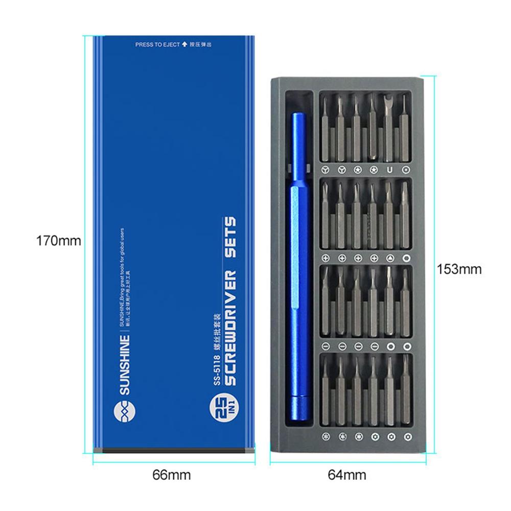 SS-5118 25-in-1 High Performance Screwdriver Set with Groove Magnetic Storage Organizer Mobile Phone Screen Replace Repair Tools