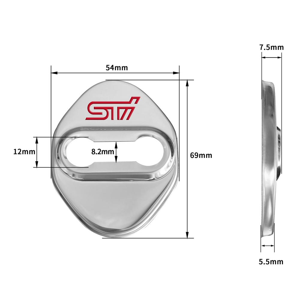 STI Subaru Крышка горловины бензобака, Крышка бензобака, Накладка на дверной фиксатор, Накладка на дверной замок, Набор на клеевой основе (Серебряный)