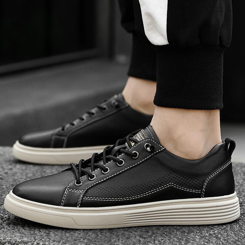 Genuine Leather Men Sneakers New Style Casual Shoes Trend Versatile Skate Shoes Korean-style Outdoor Footwear Leisure Walk Flats