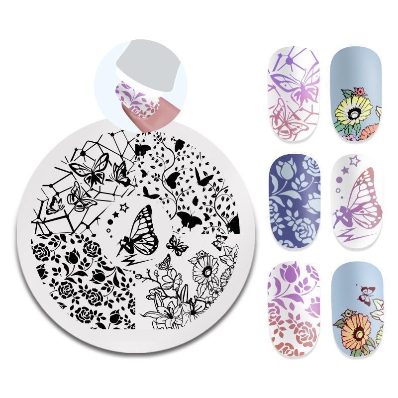 Штамповочные пластины для дизайна ногтей, листья, цветы, трафареты из нержавеющей стали, инструменты для штамповки изображений для ногтей, маникюрные инструменты