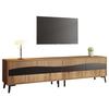 Meuble TV - LEMONBEST - Meuble TV de salon moderne - 180x40x50 cm - 4 portes - Bois & noir
