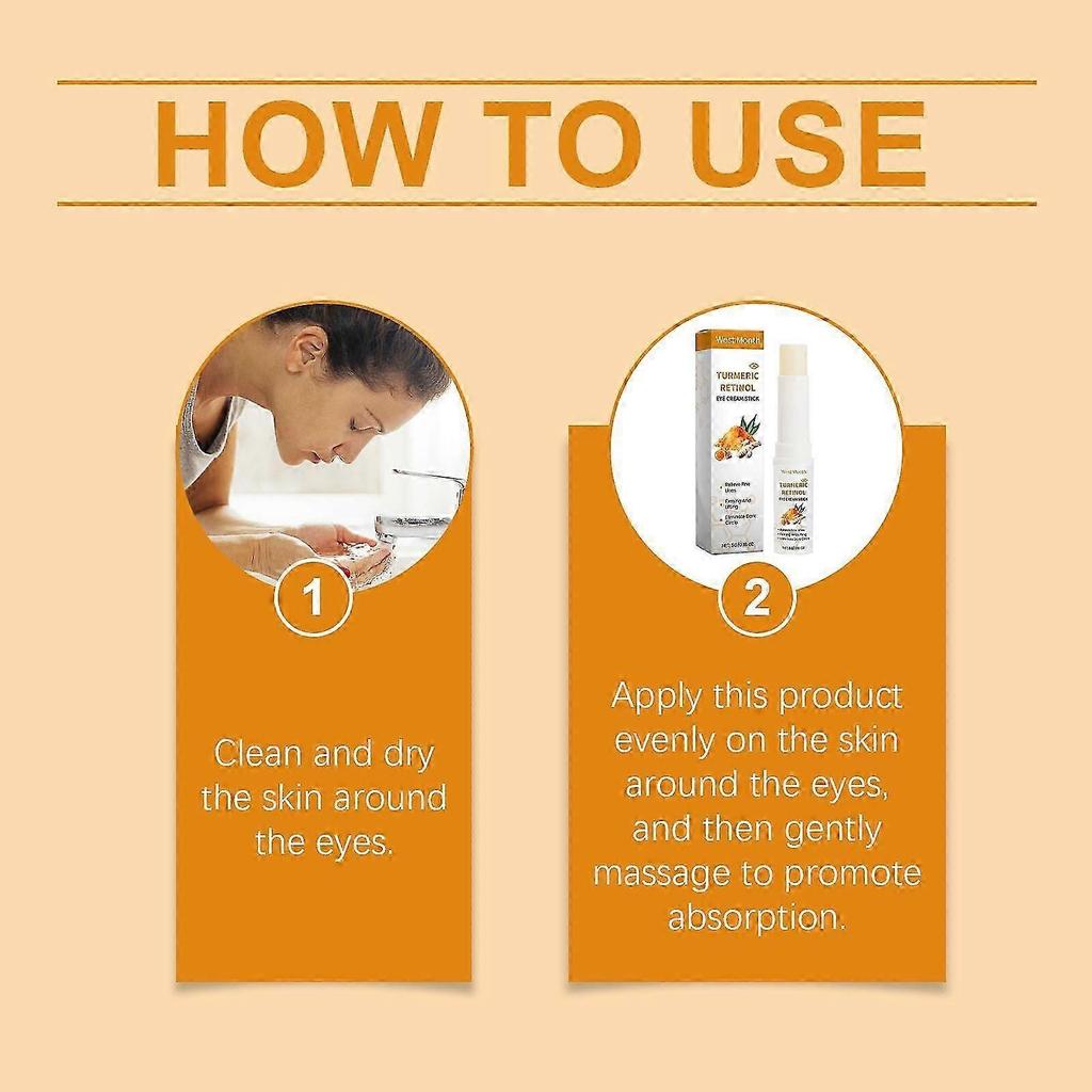 Turmeric & Retinol Eye Cream Stick - Moisturizes, Tightens & Reduces Puffiness