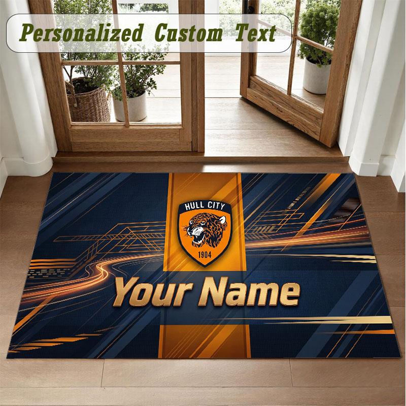 Crystal Velvet Square Rug Custom NameHull FC Pattern Non Slip Home Floor Decor Rug