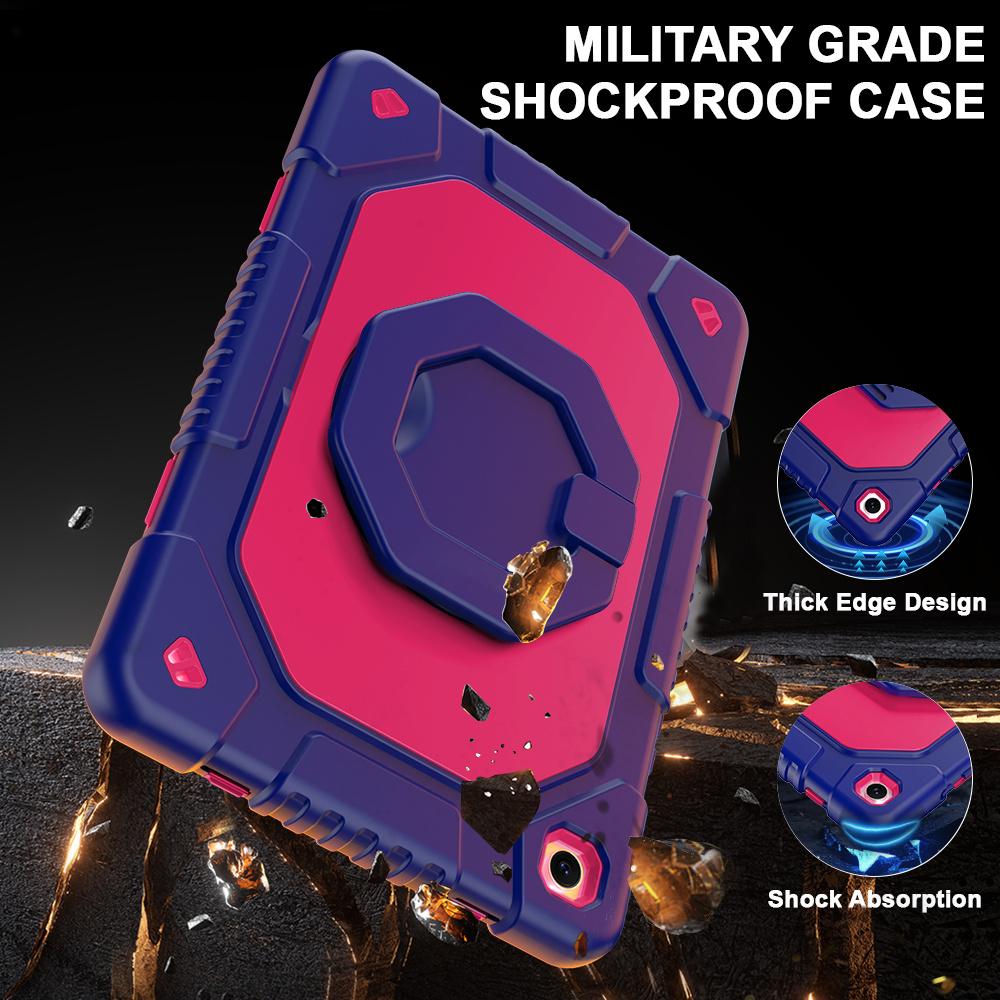 For Samsung Galaxy Tab A11+ / A9+ Case Hand Grip Kickstand Shockproof Silicone + PC Tablet Cover with Detachable Strap / Pen Slot