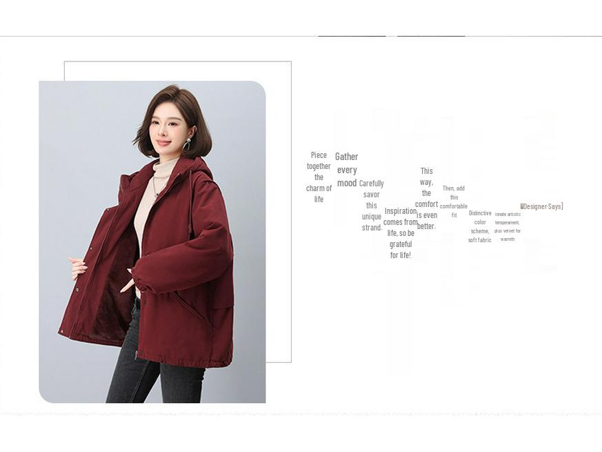 Women's 2024 Winter Fleece-Lined Thick Cotton Parka - Korean Style, Loose Fit for Mid-Aged Moms