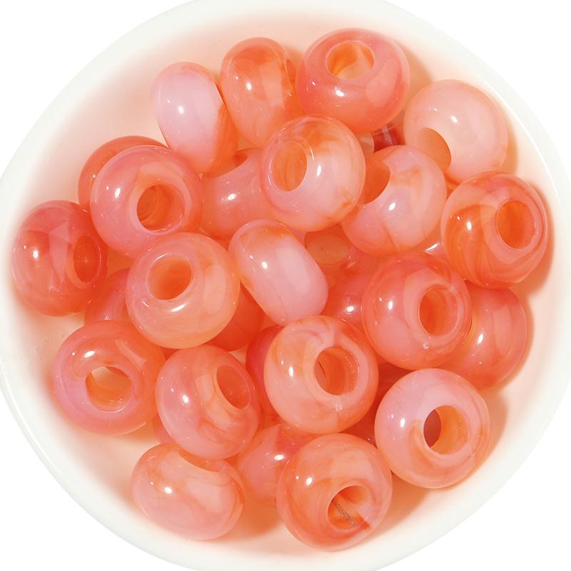 50pcs/lot Colorful Round Acrylic Beads Big Hole Loose Spacer Beads For Jewelry Making DIY Necklaces Bracelets Accessories
