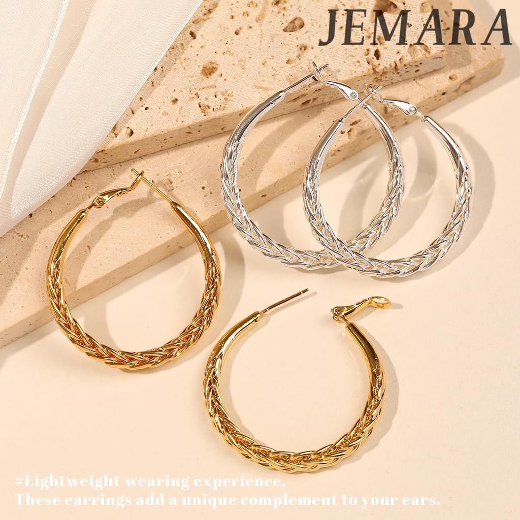 Серебряные серьги-кольца JEMARA для женщин Модные Гипоаллергенные Штифты из стерлингового серебра 925 пробы Толстые Скрученные Большие Серебряные Серьги-Кольца