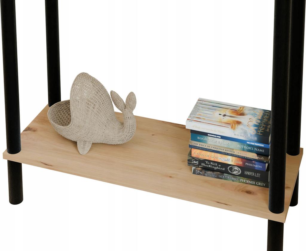 Konsola Loft Z Półką 80X30X80 Cm Metalowa Czarna Do Przedpokoju